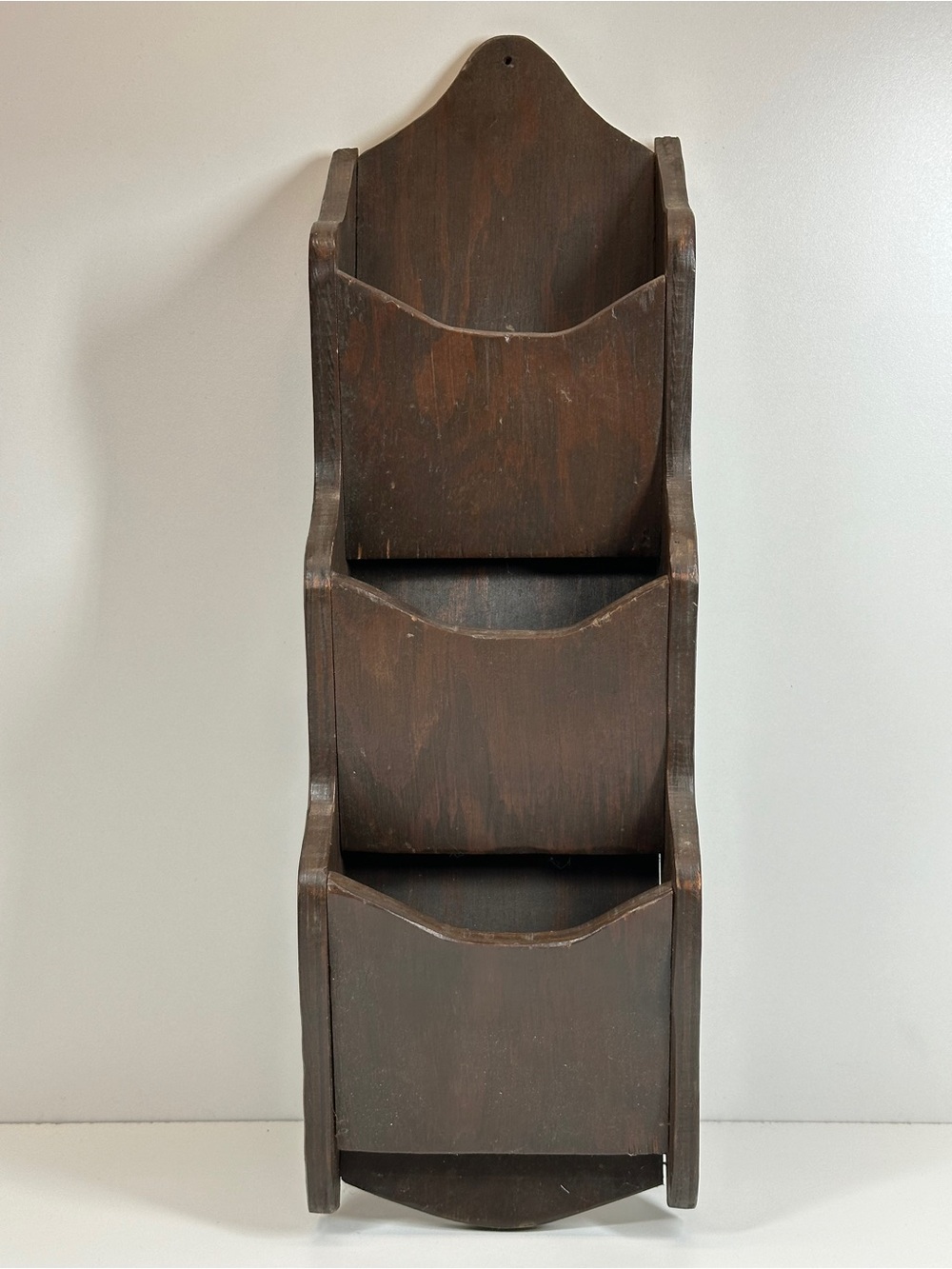 Vintage Wood Wall Mounted Letter Holder Mail Organizer, 3 Compartments, Brown
